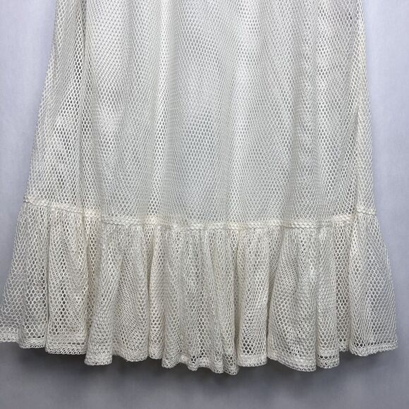 Tigre Et Tigre Rare Jayme Womens Dress M/L Ivory Net short Sleeve Midi USA - Picture 6 of 12